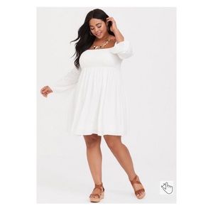 Torrid White Challis Off The Shoulder Mini Skater Dress Sz.1